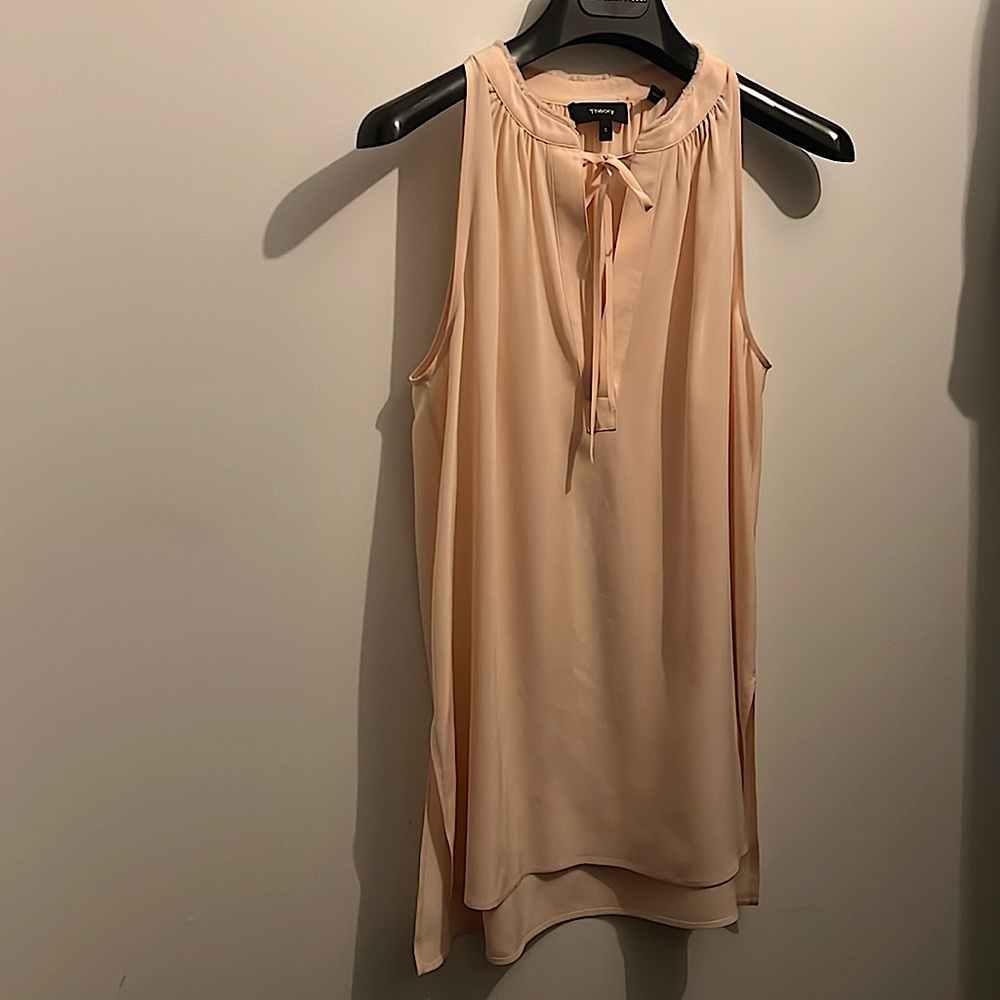 Theory silk blouse in salmon pink, size S